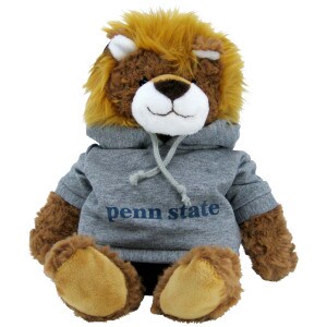 plush cuddle buddy lion with Penn State hoodie
